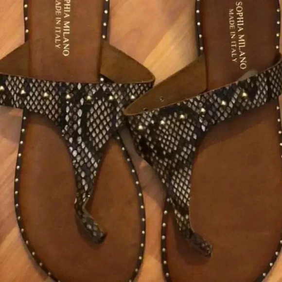 Sophia Milano Studded Snakeskin Thong - Picture 1 of 4